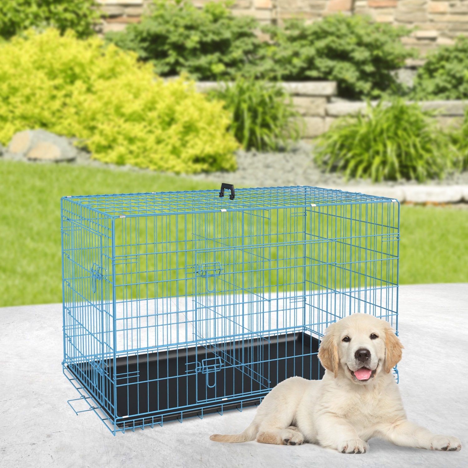 Archie Oscar Jorden Dog Crates For Large Dogs Folding Metal Wire Crates Dog Kennels Outdoor And Indoor Pet Dog Cage Crate With Double Door Divider Panel Removable Tray And Handle Reviews